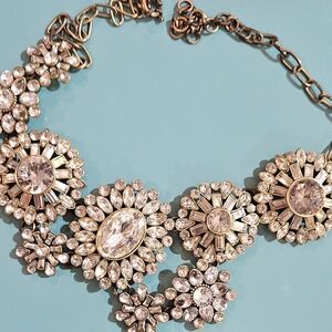 J.‎ Crew Sparkling Bib Statement Necklace with Floral Crystal Medallions